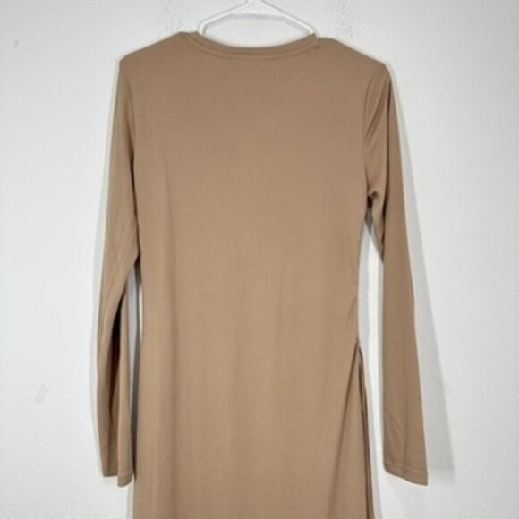 Vero Moda Phine Long Sleeve Rib Jersey Dress Light Brown Comfort Casual Travel - Picture 10 of 10